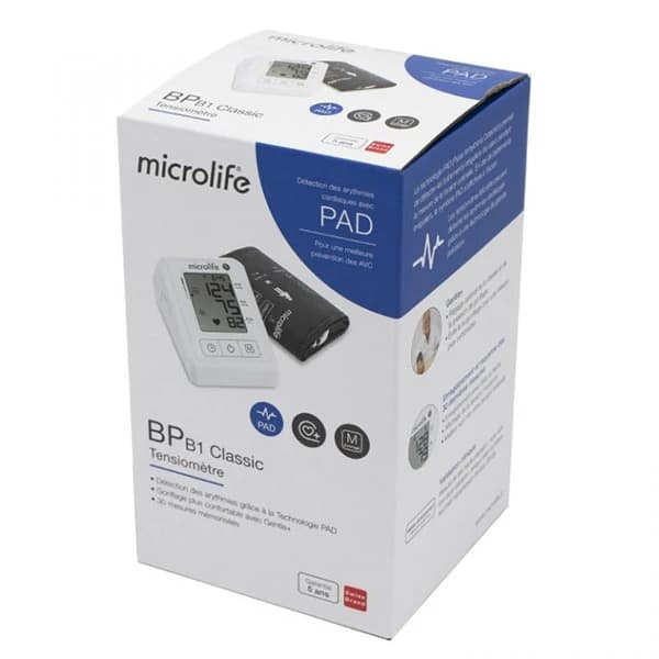فشارسنج بازویی دیجیتال مایکرولایف مدل BP B1 Classic با قابلیت تشخیص آریتمی، نمایش میانگین نتایج و ذخیره 30 رکورد اندازه‌گیری، مناسب بازو 22 تا 42 سانتی‌متر