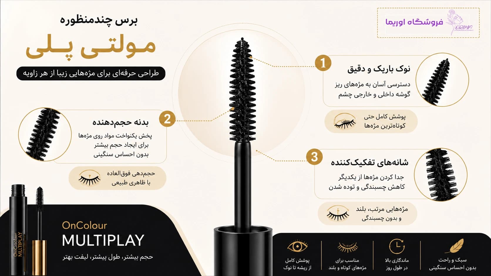 ریمل حجم دهنده و بلند کننده اوریفلیم | آنکالر مولتی پلی — تصویر ۵