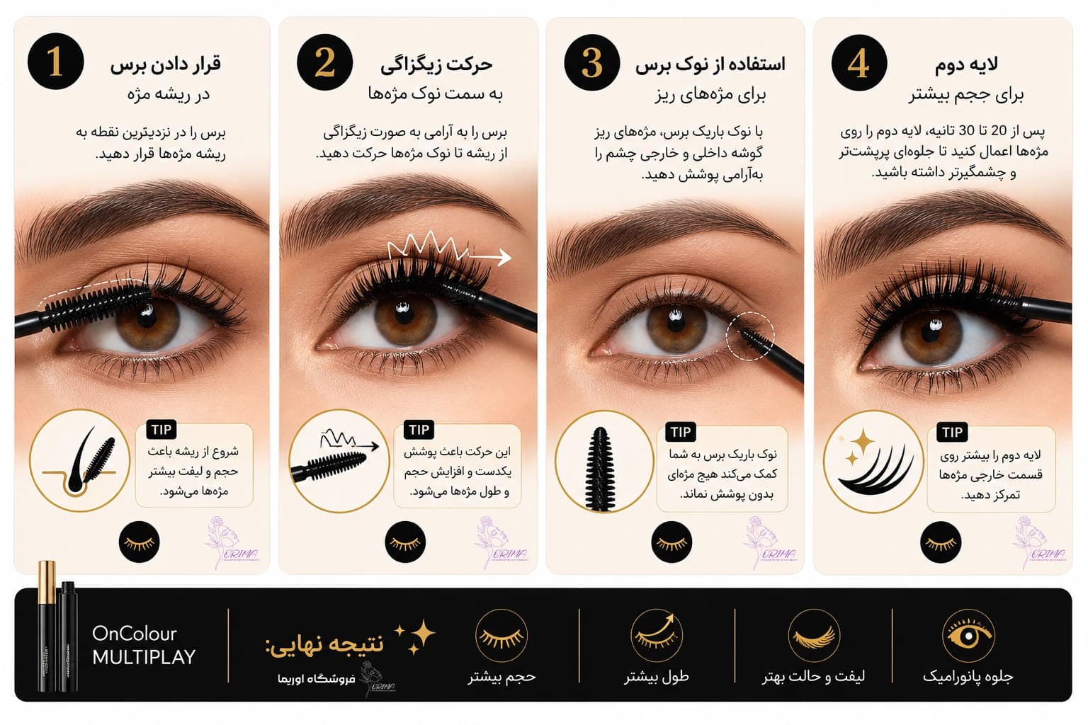 ریمل حجم دهنده و بلند کننده اوریفلیم | آنکالر مولتی پلی — تصویر ۴