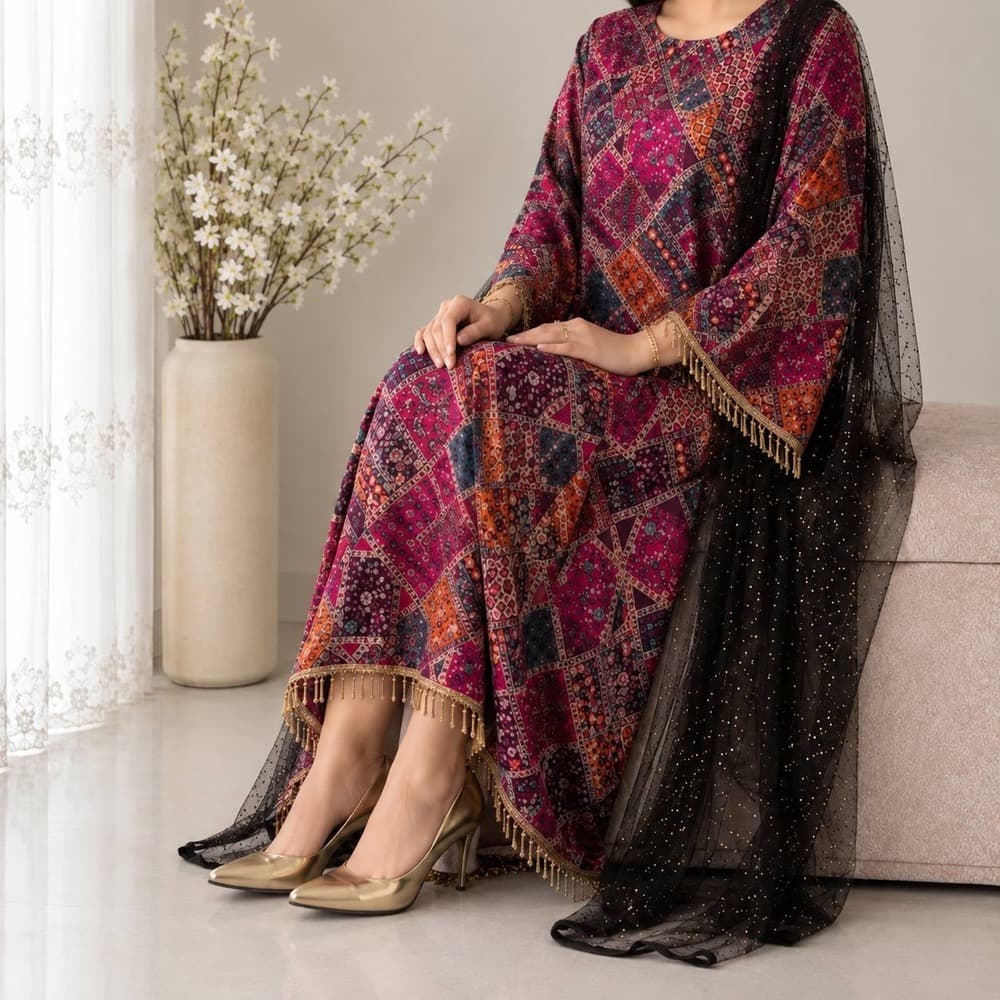 کفتان کتان نخ طلاکوب آهانا (رنگین کمان) — تصویر ۲