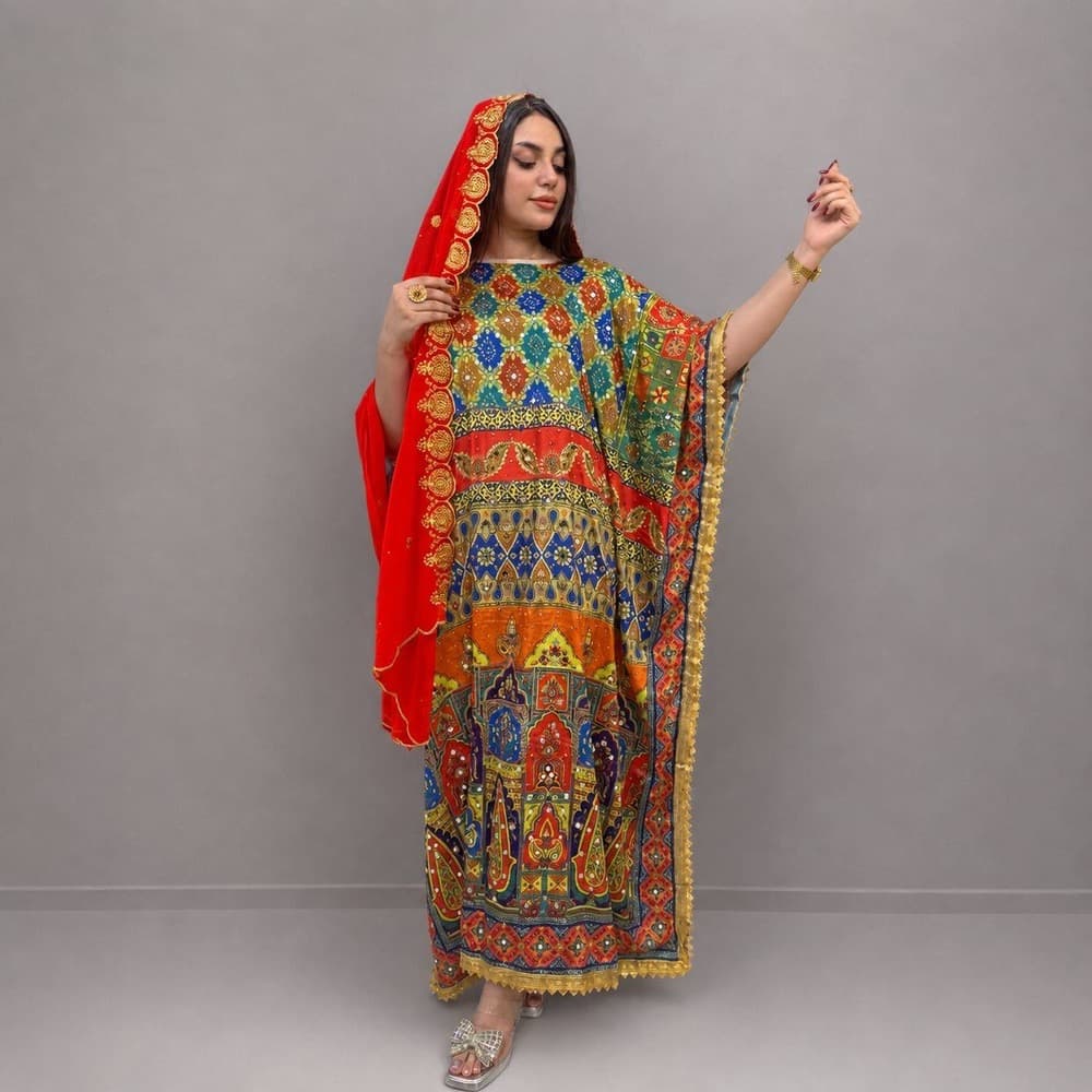 پانچ ابریشم زنانه با نوار هندی