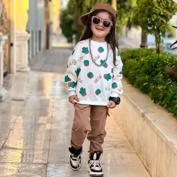 ست بلوز شلوار بچه گانه طرح کاکتوس