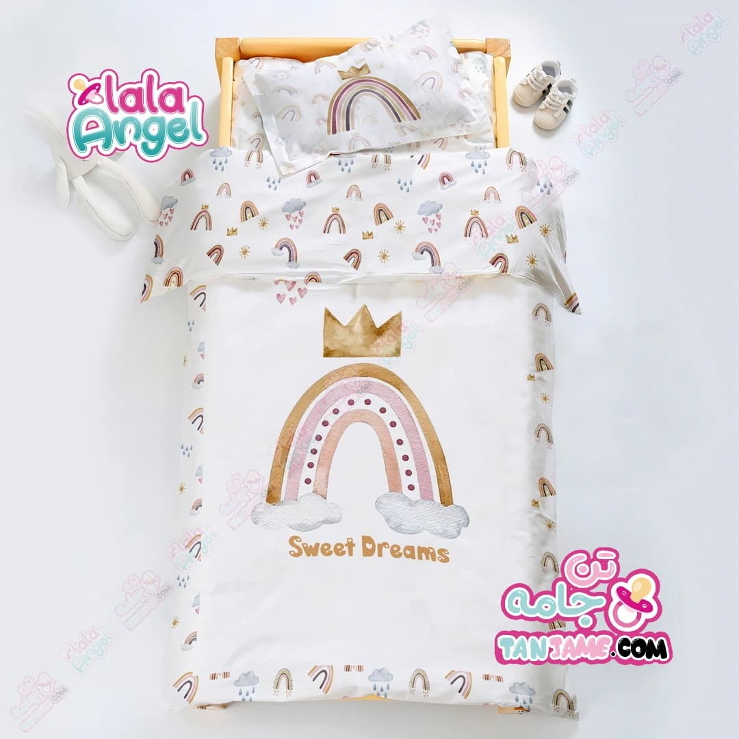 روتختی نوزاد طرح رنگین کمان 🌈 و تاج 👑 نسکافه ای 😍👶