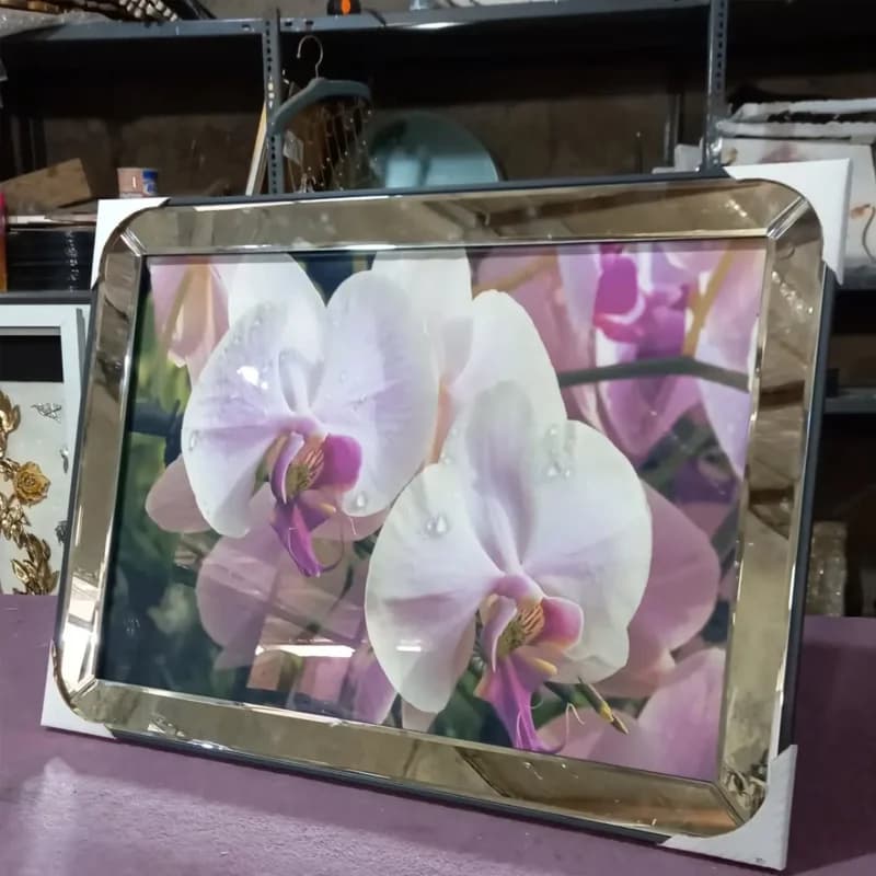 تابلو آیینه ای طرح گل مدل 403 - دکتر دکور | تابلو ساعت آیینه