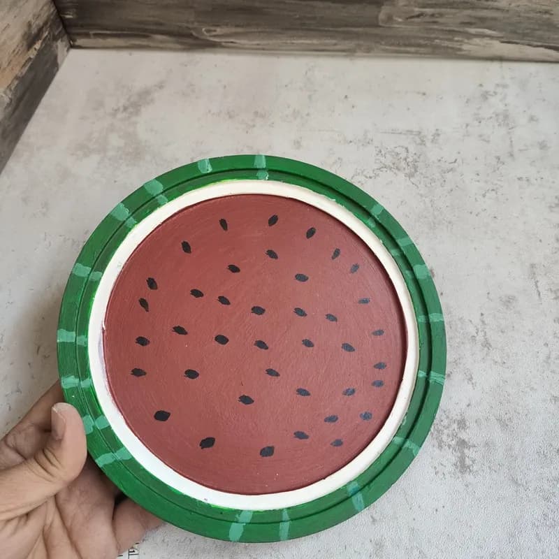 سینی گرد 20 سانتی طرح هندوانه سنگ مصنوعی — تصویر ۲