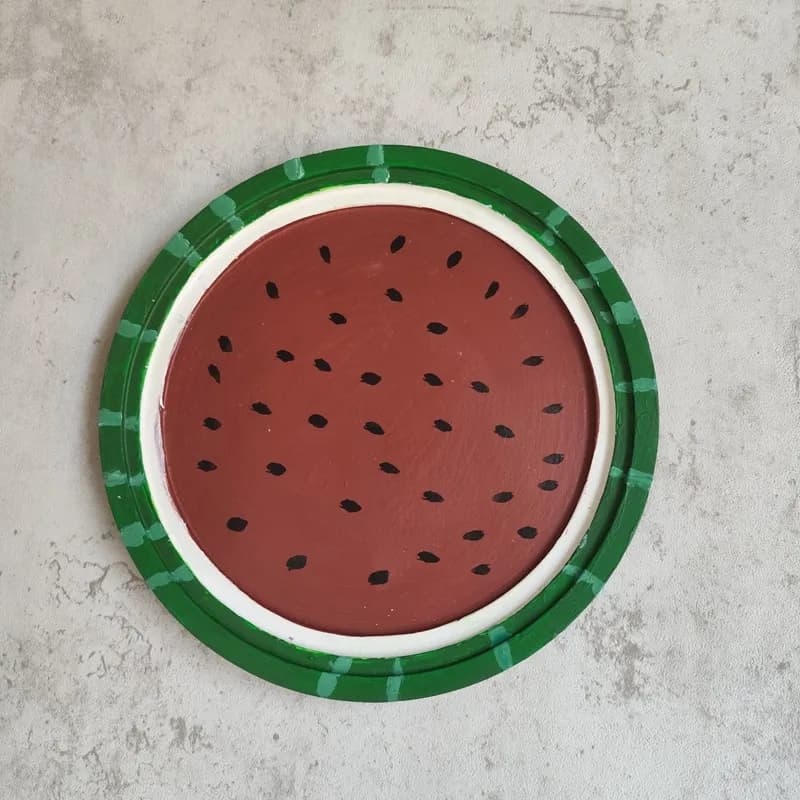 سینی گرد 20 سانتی طرح هندوانه سنگ مصنوعی