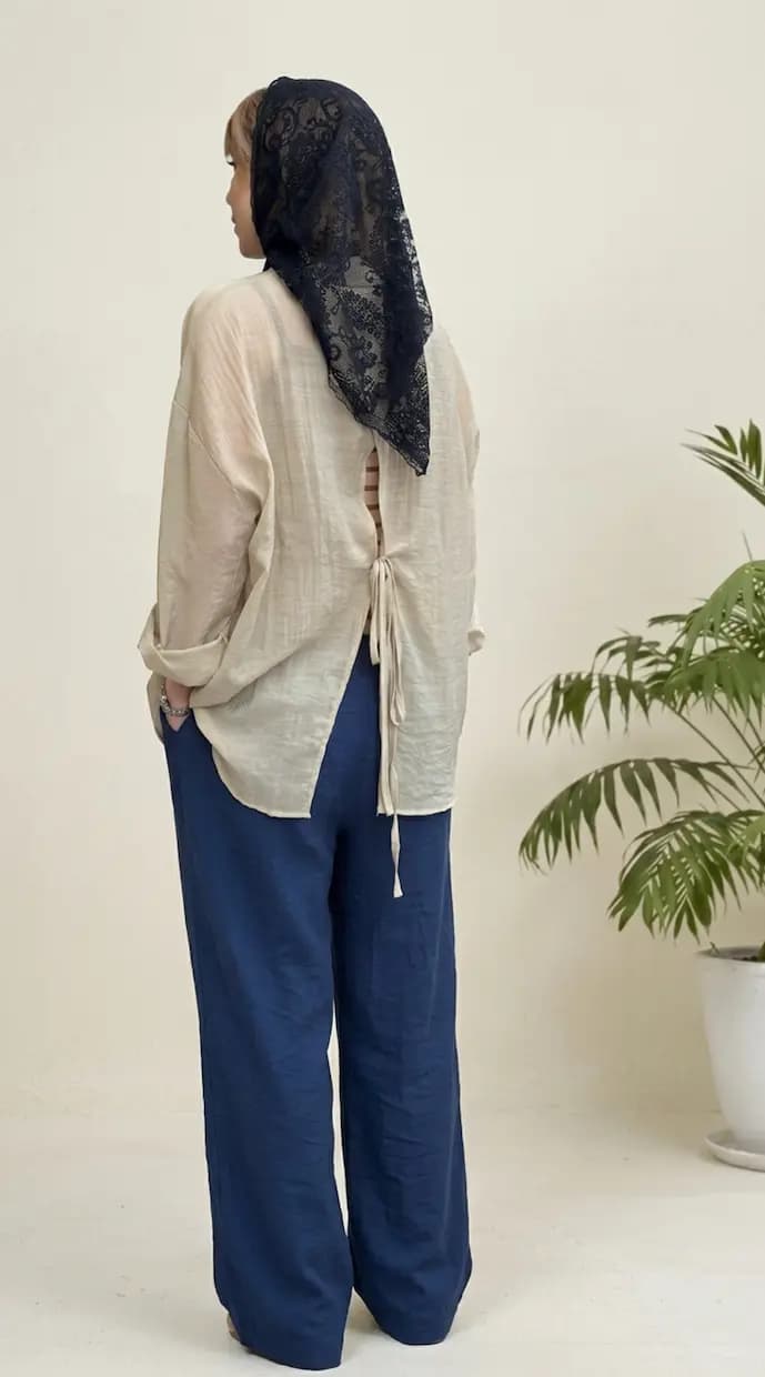 شومیز شیشه ای مستر با تاپ پشت بندی — تصویر ۵