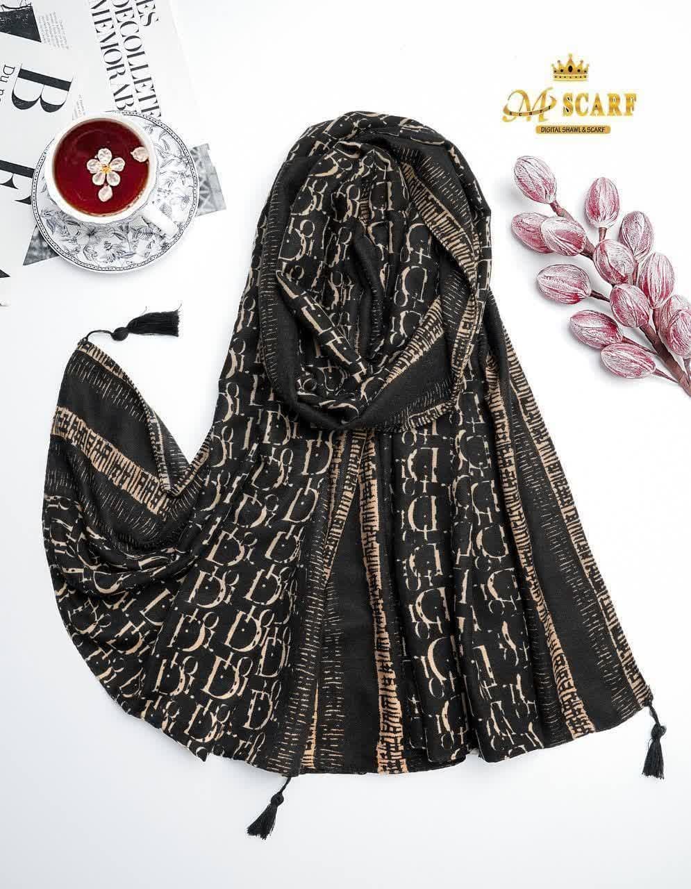 شال سیا اسکارف منگوله دار کد sh31 — تصویر ۲