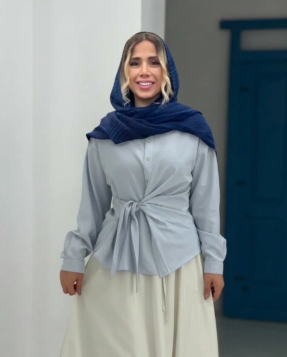 شومیز جلو گره ای وارداتی زنانه مدل فشن — تصویر ۴