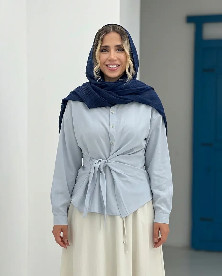 شومیز جلو گره ای وارداتی زنانه مدل فشن — تصویر ۵