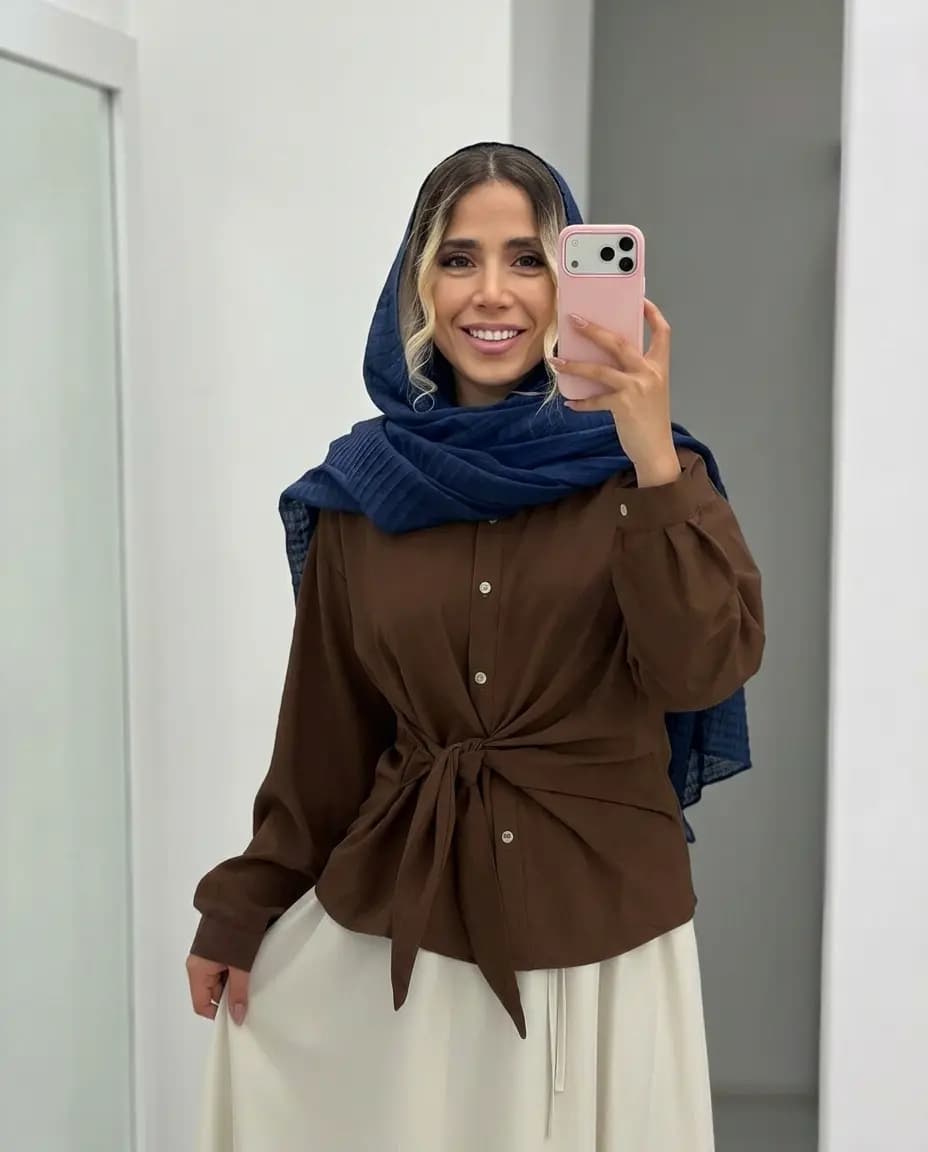 شومیز جلو گره ای وارداتی زنانه مدل فشن — تصویر ۳