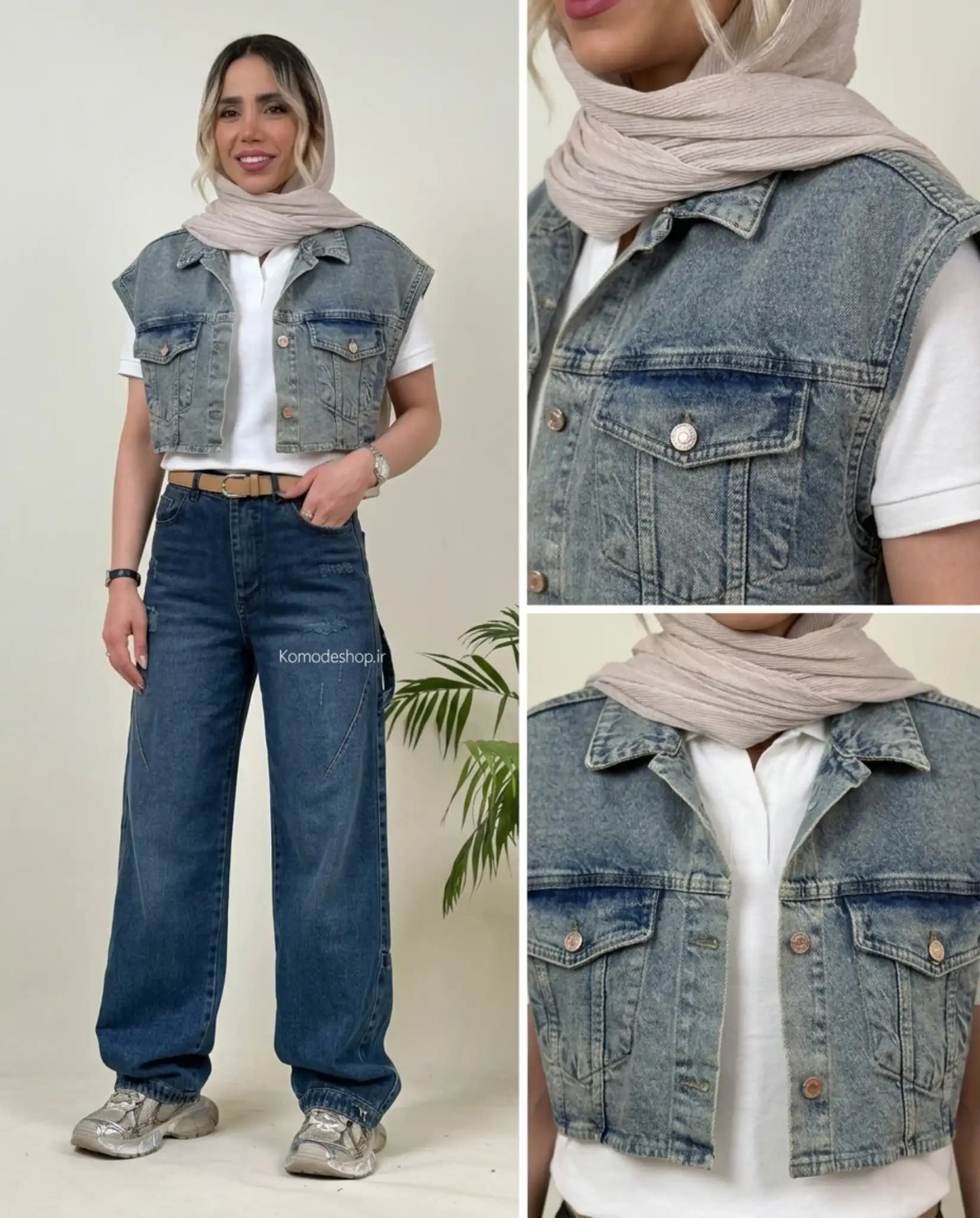 وست جین کراپ زنانه مدل مینی — تصویر ۲