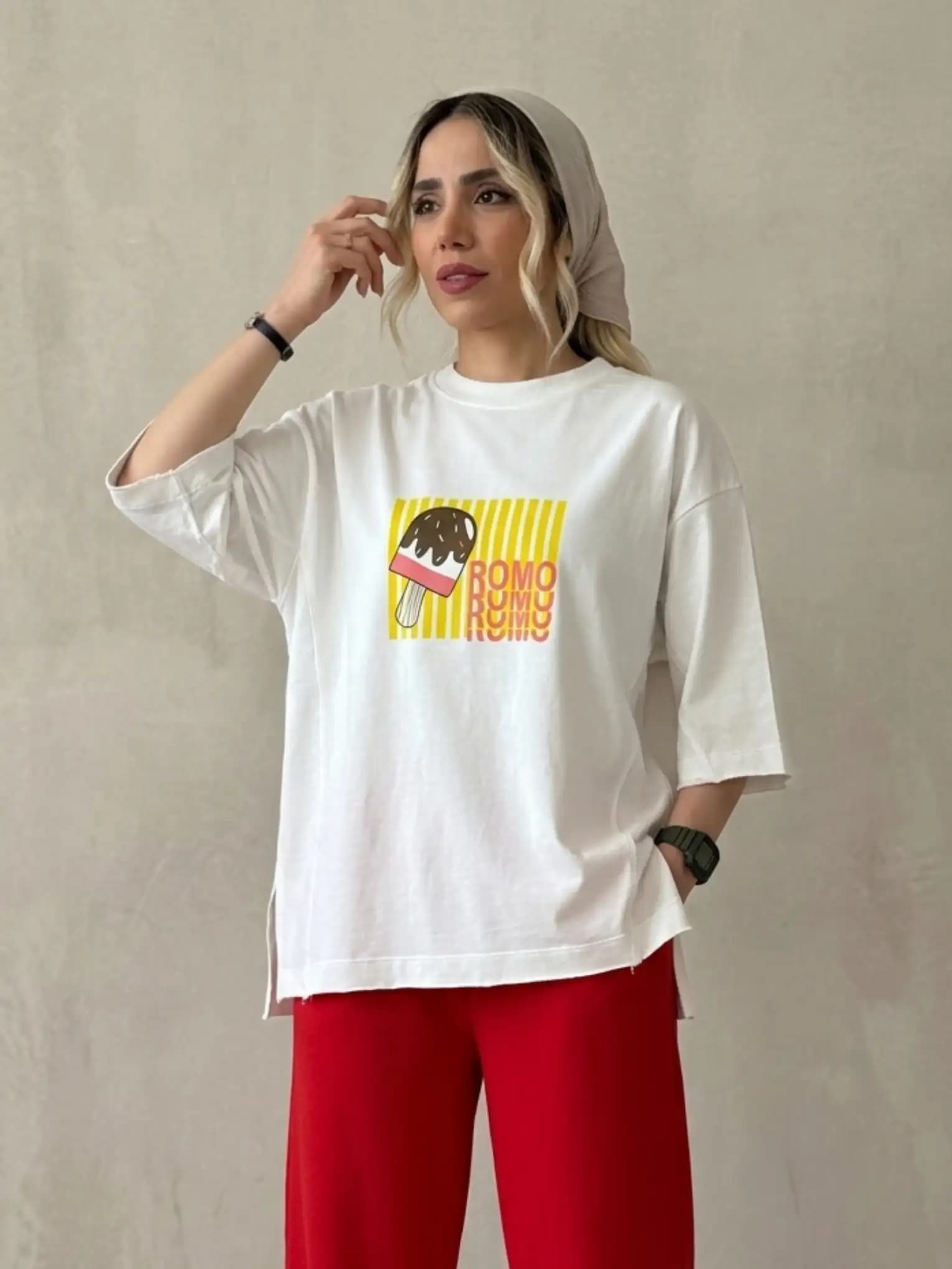 تیشرت باکسی زنانه مدل سامر — تصویر ۵