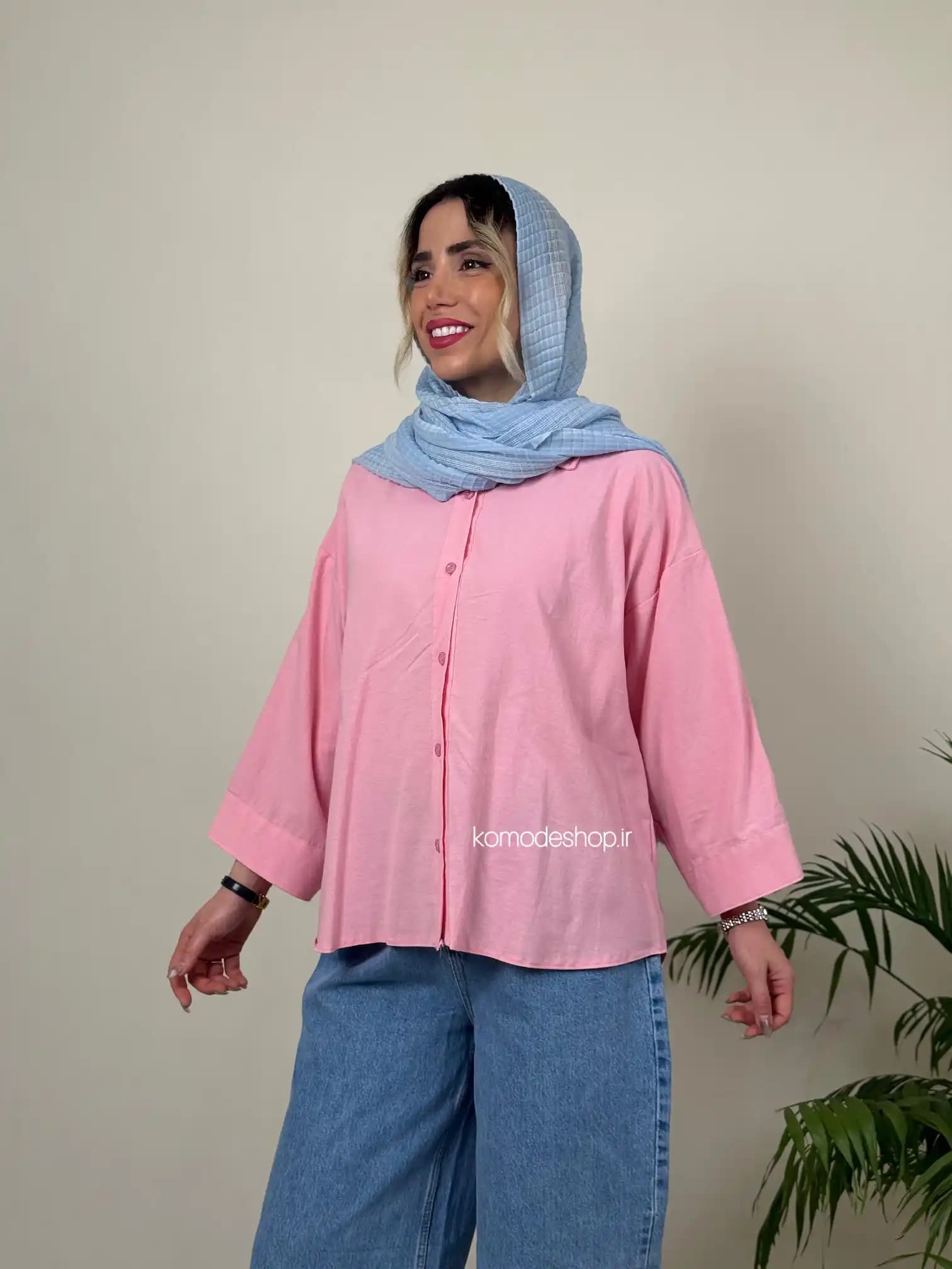 شومیز لینن باکسی زنانه مدل ابرا — تصویر ۷