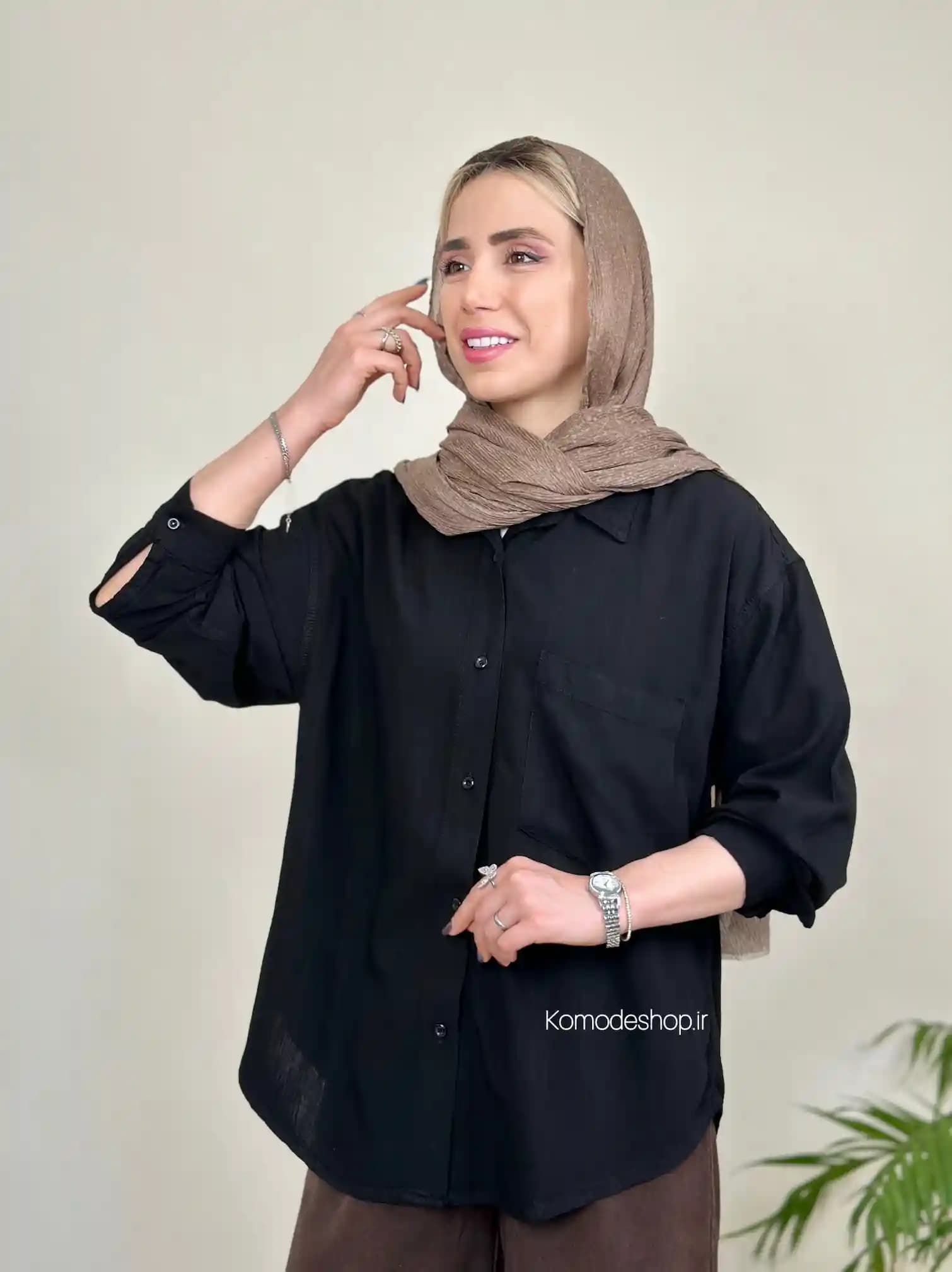 شومیز زنانه سیلک اسلپ کارن — تصویر ۳