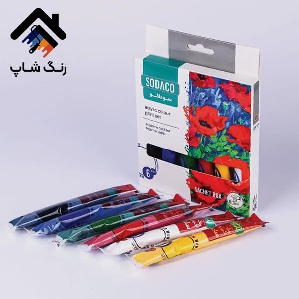 پک 6 عددی رنگ اکریلیک ساده ساشه 20 گرمی سوداکو
