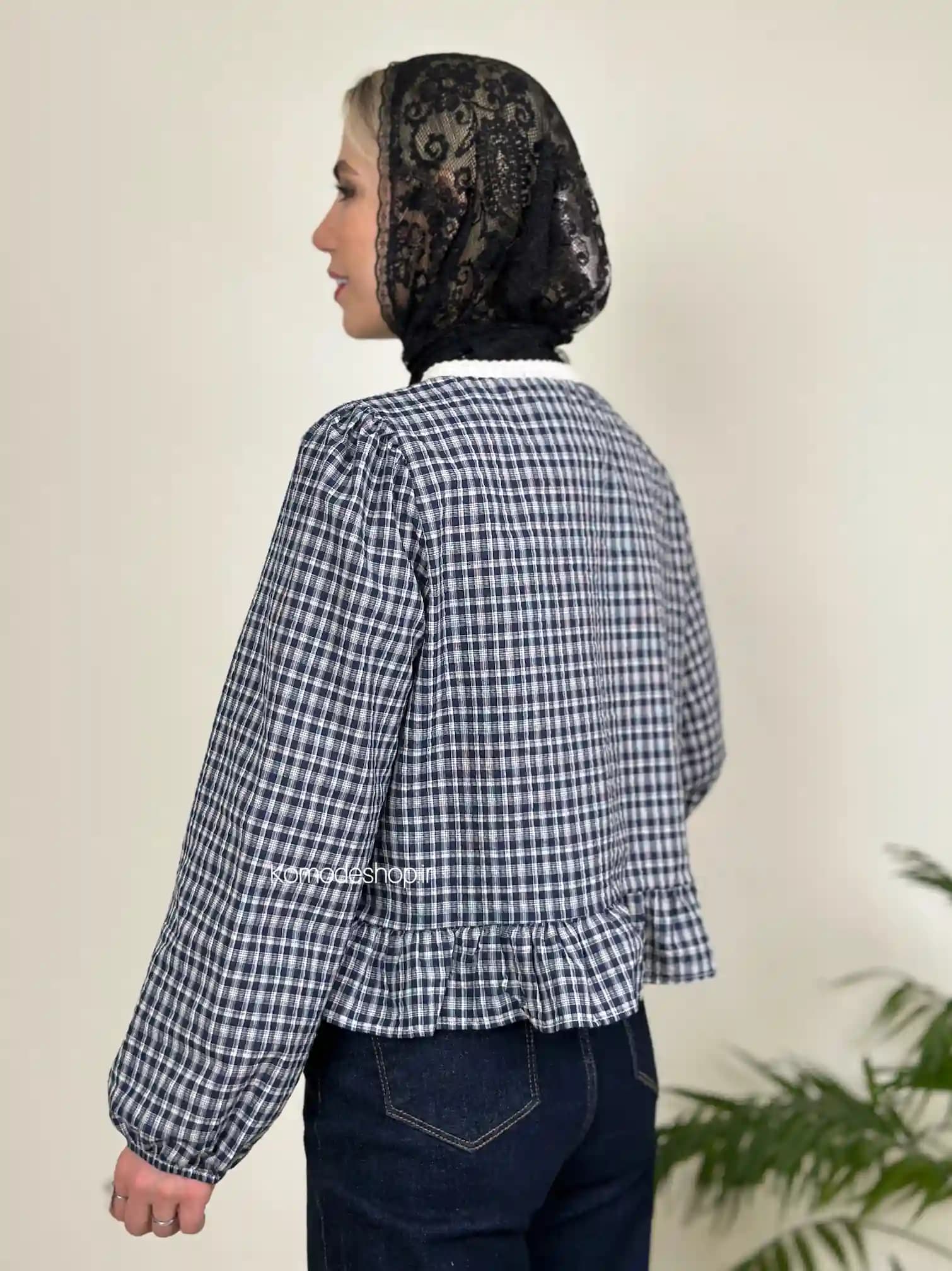 شومیز عروسکی چهارخونه وارداتی مارتا — تصویر ۴