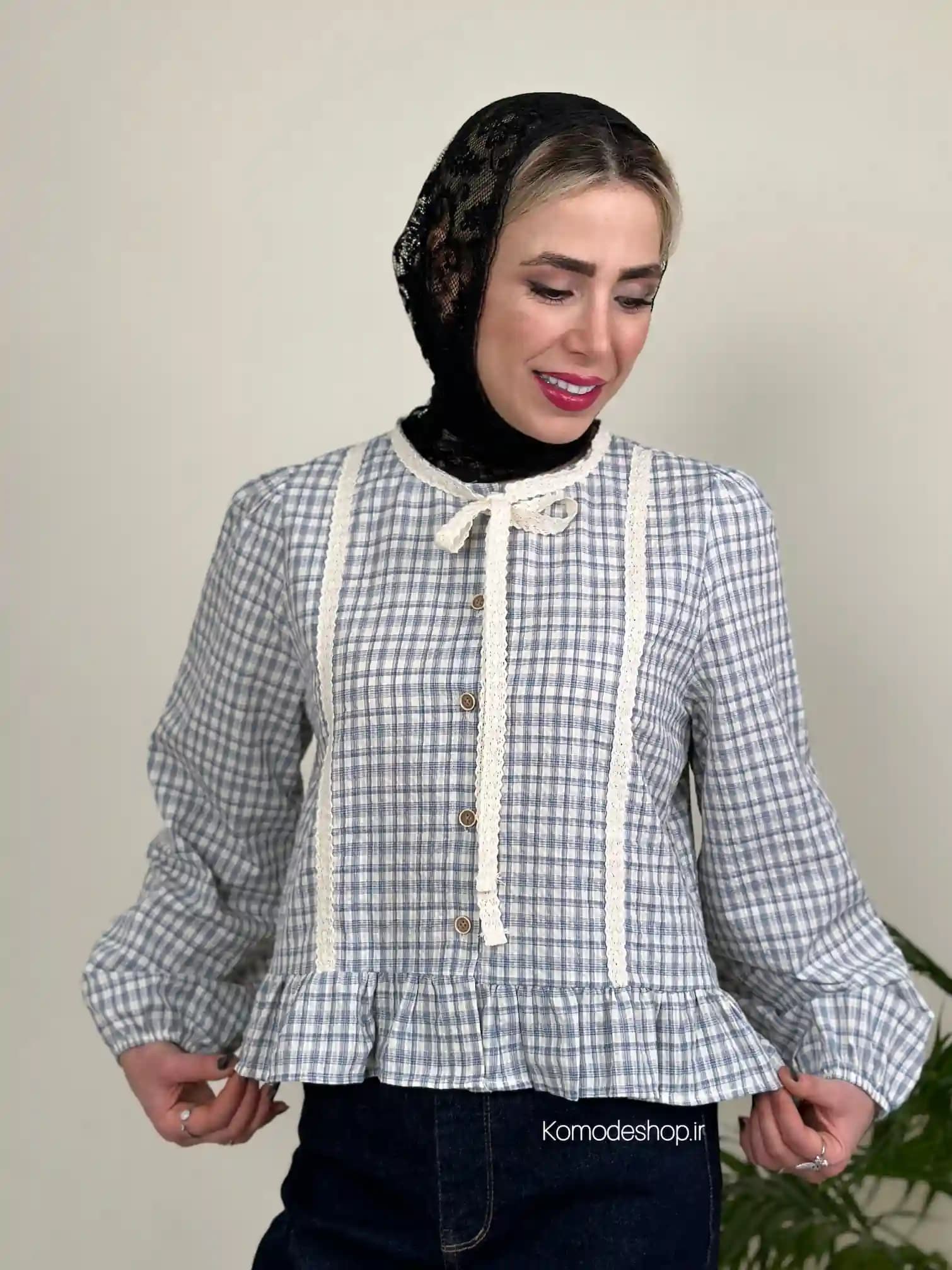 شومیز عروسکی چهارخونه وارداتی مارتا