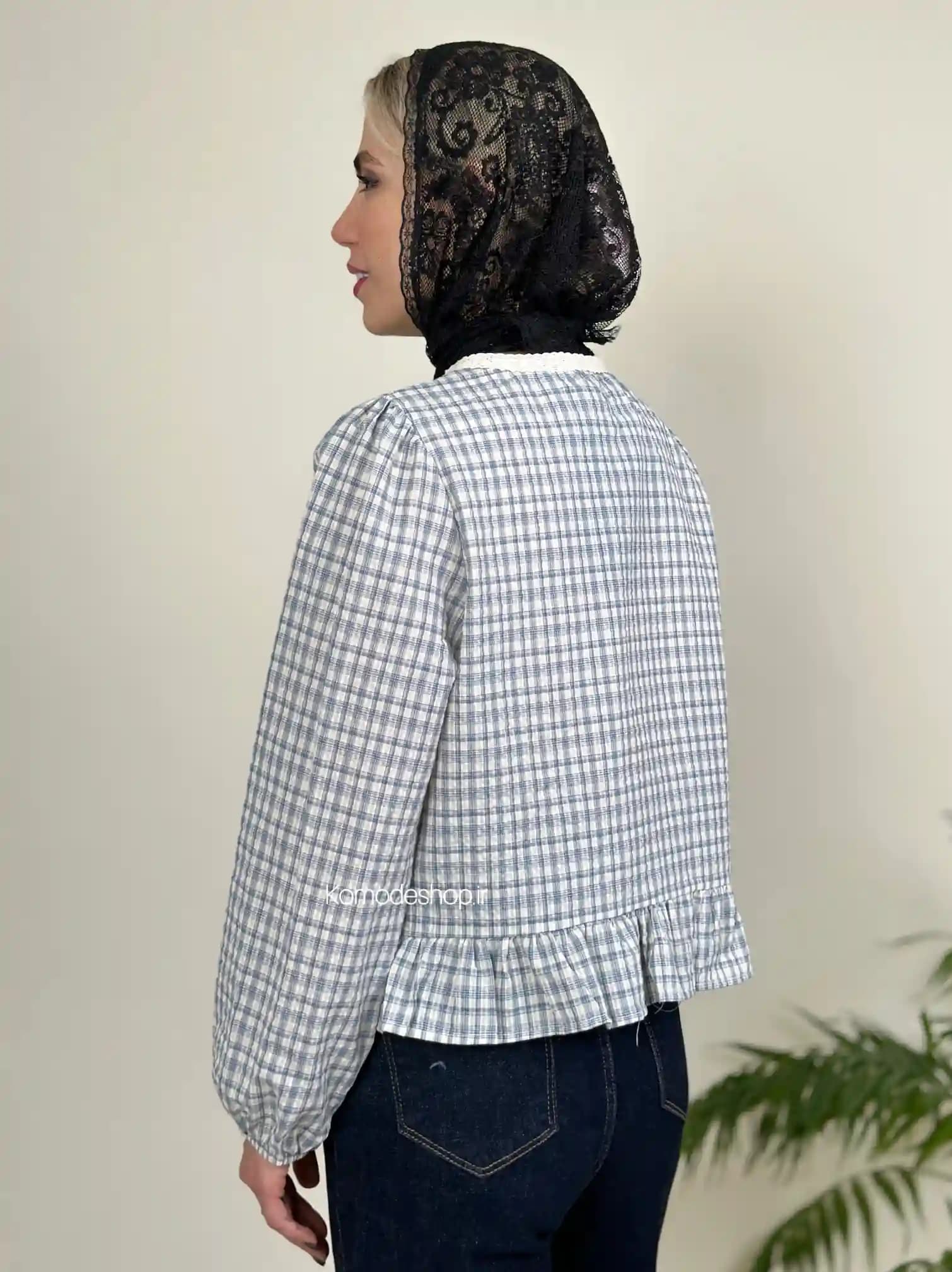 شومیز عروسکی چهارخونه وارداتی مارتا — تصویر ۵