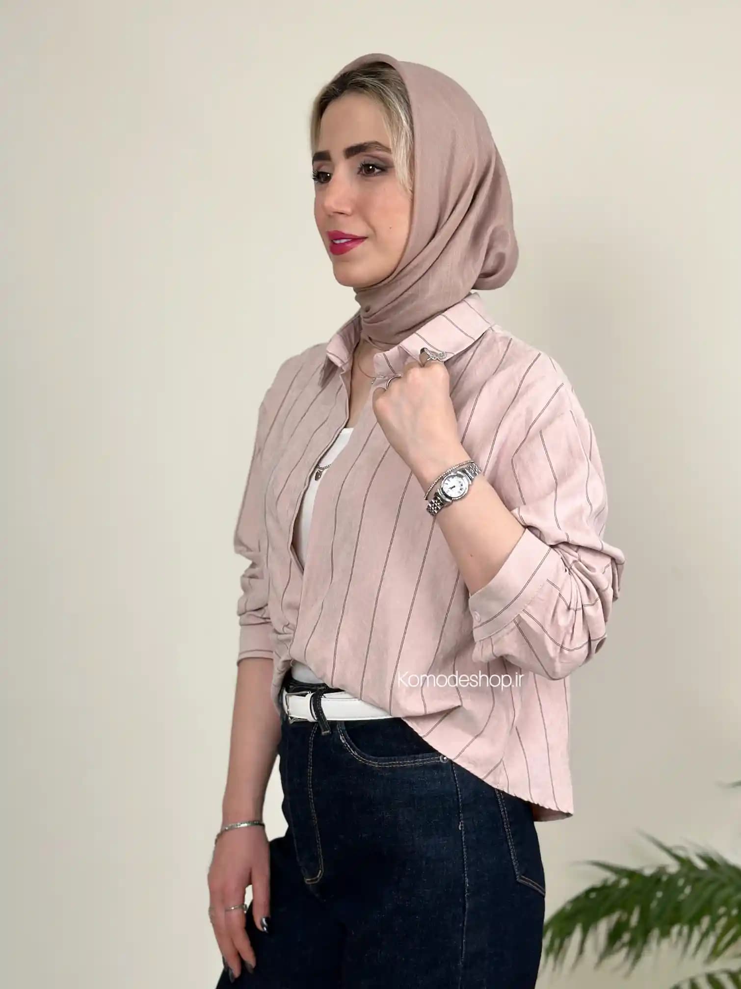 شومیز گره ای راه راه با تاپ — تصویر ۵