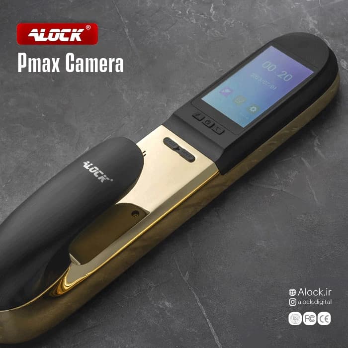 دستگیره چشمی دار و قفل اثر انگشتی دیجیتال ALOCK مدل Pmax Camera Gold