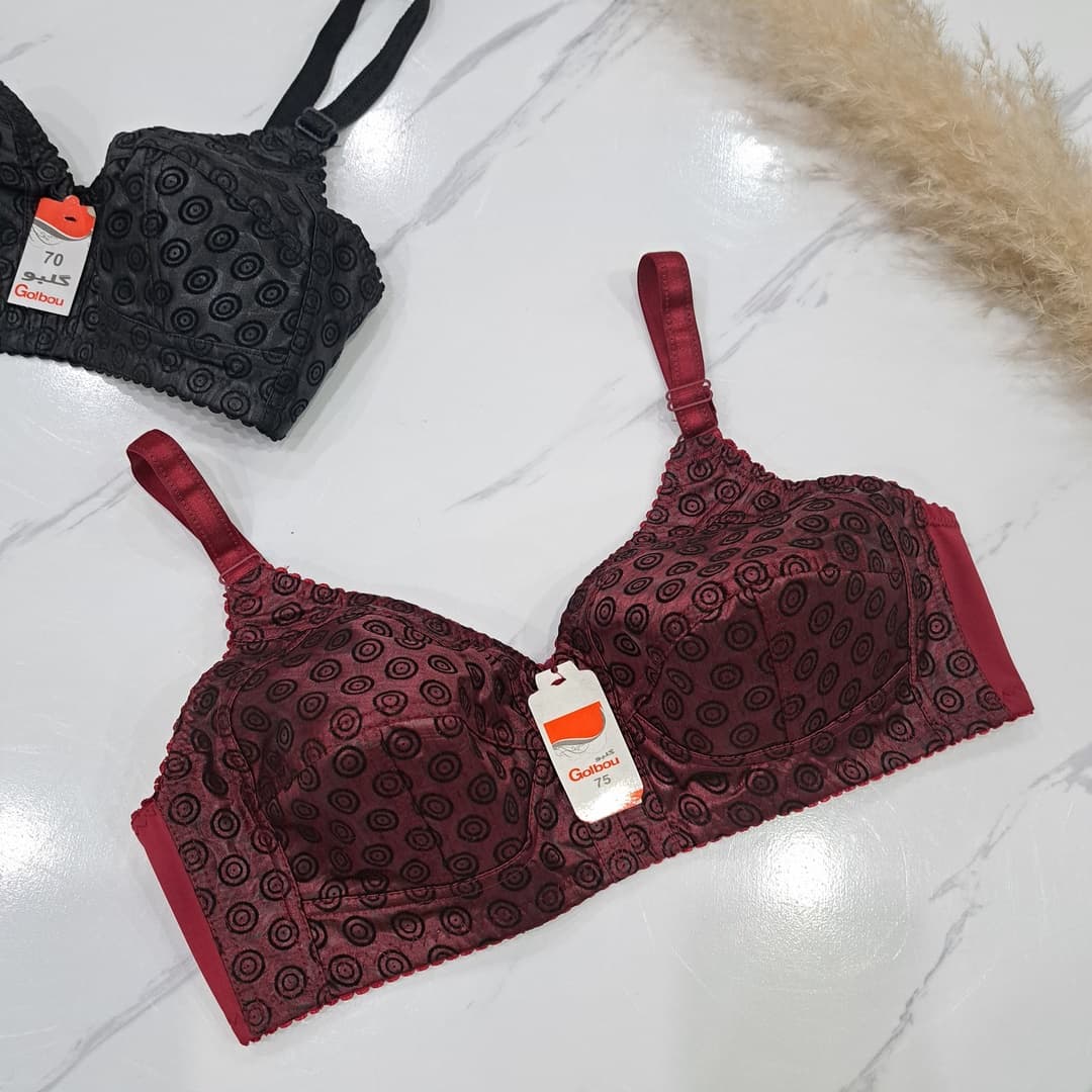 سوتین زنانه ساتن طرحداربدون فنرسایز70و75