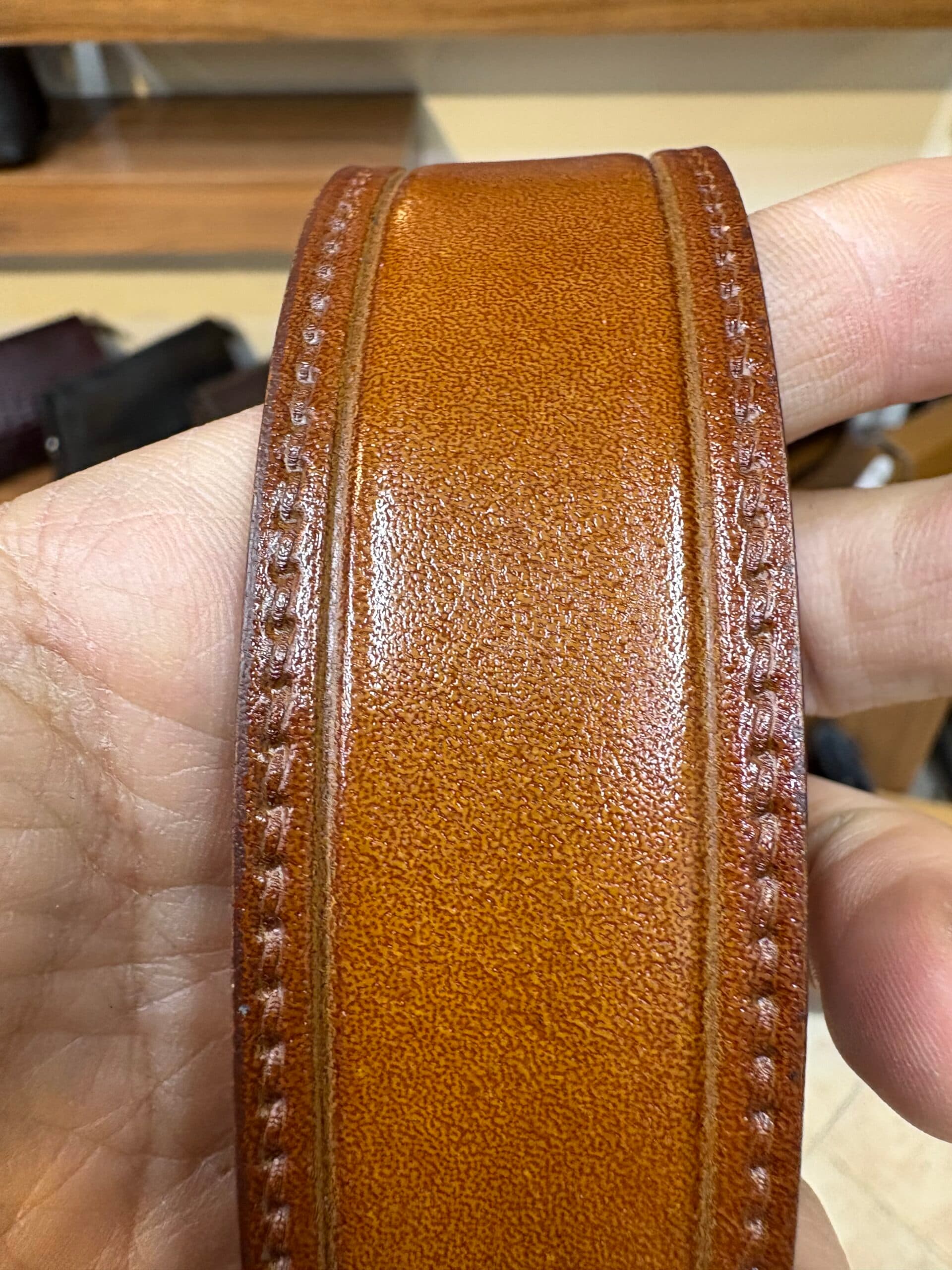کمربند چرم طبیعی عسلی مردانه اردیت B-S01 — تصویر ۲
