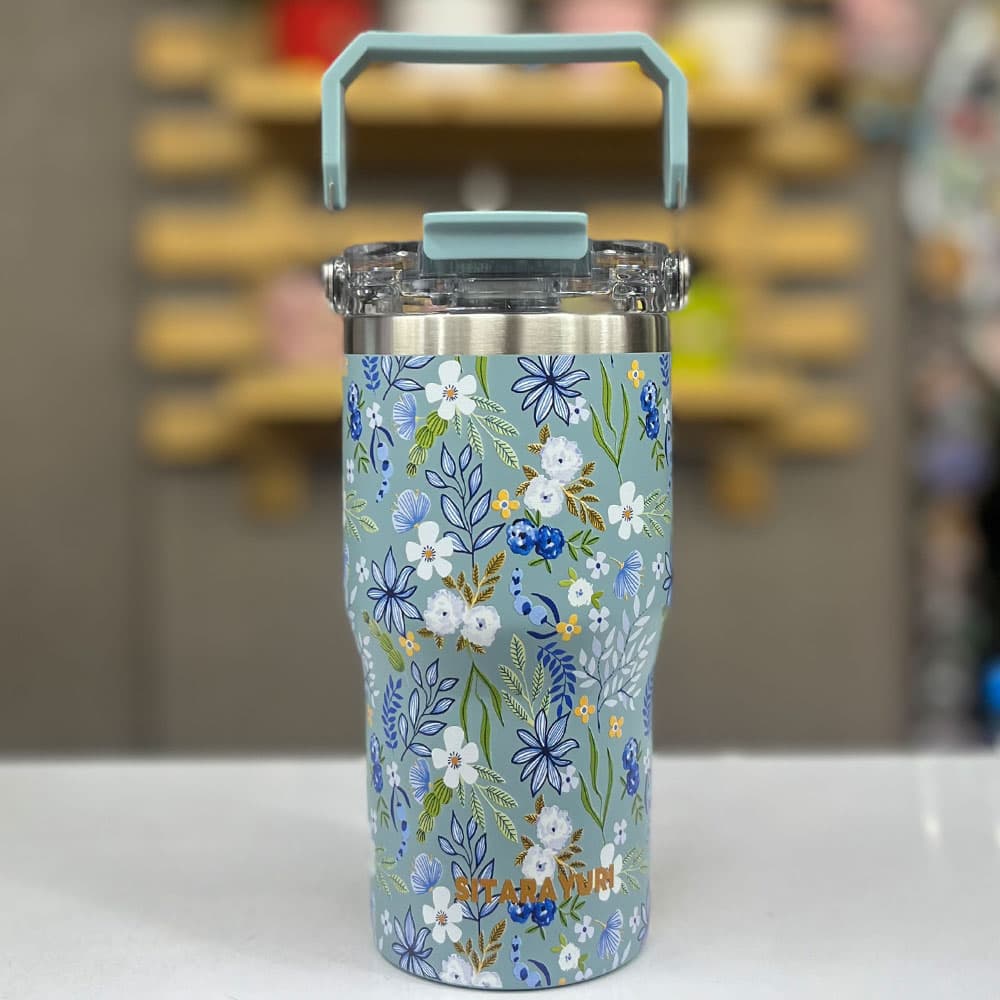 تراول ماگ سیتارایوری گلدار دوحالته دسته دار600ml — تصویر ۵