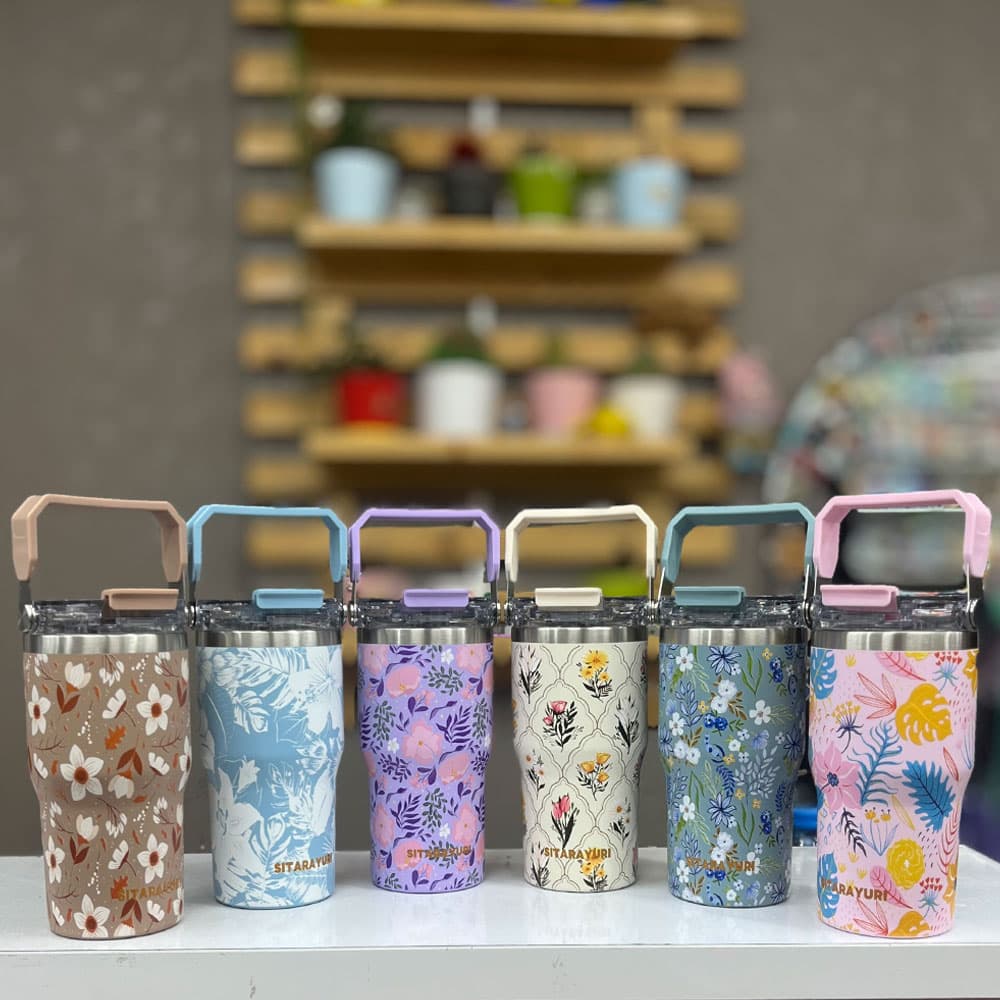 تراول ماگ سیتارایوری گلدار دوحالته دسته دار600ml
