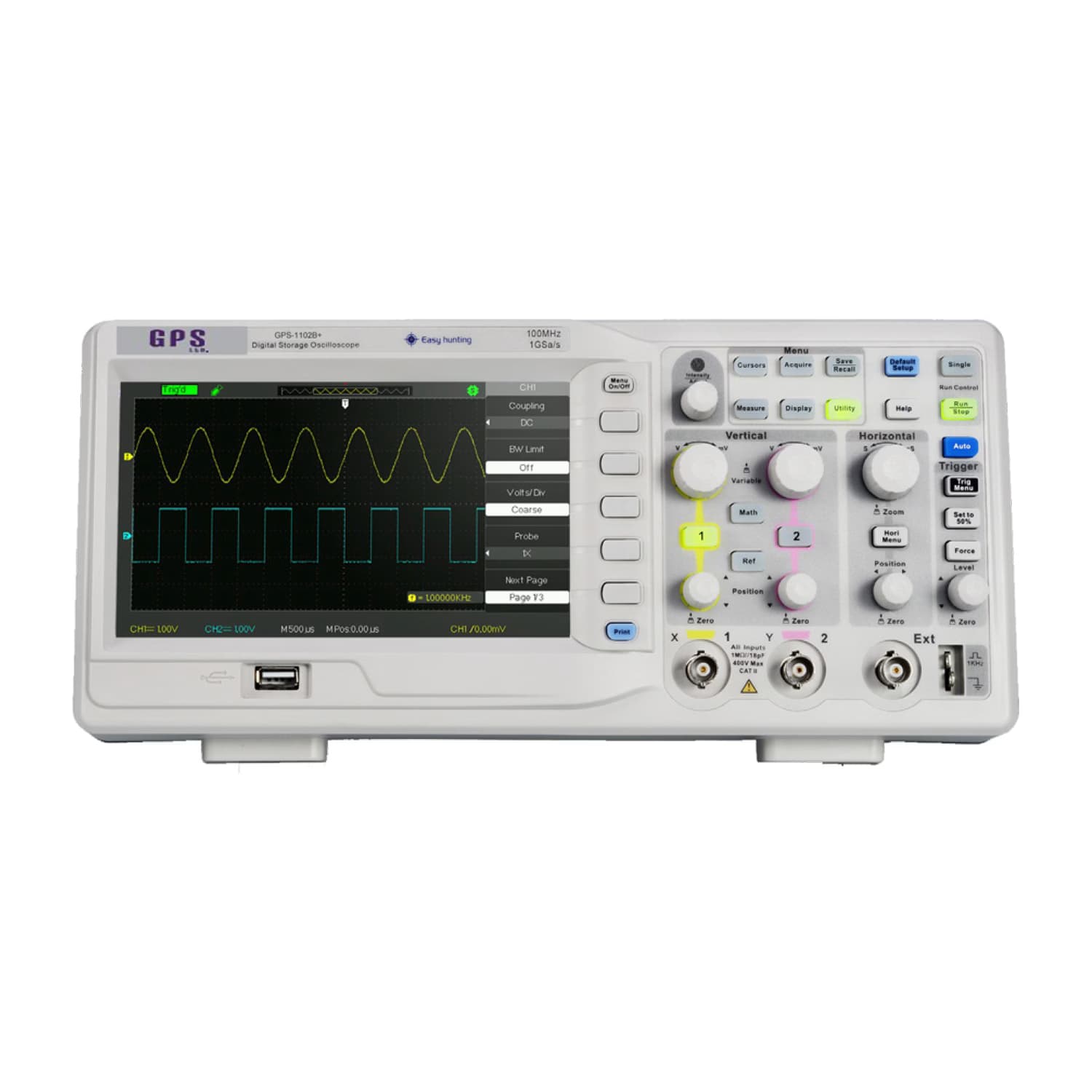 اسیلوسکوپ 100MHz دو کاناله جی‌پی‌اس مدل GPS-1102B