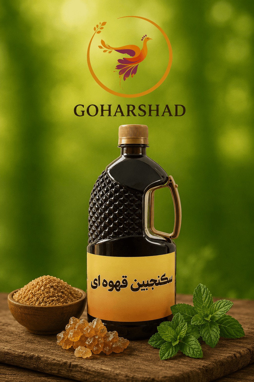 شربت سکنجبین قهوه ای نعنایی