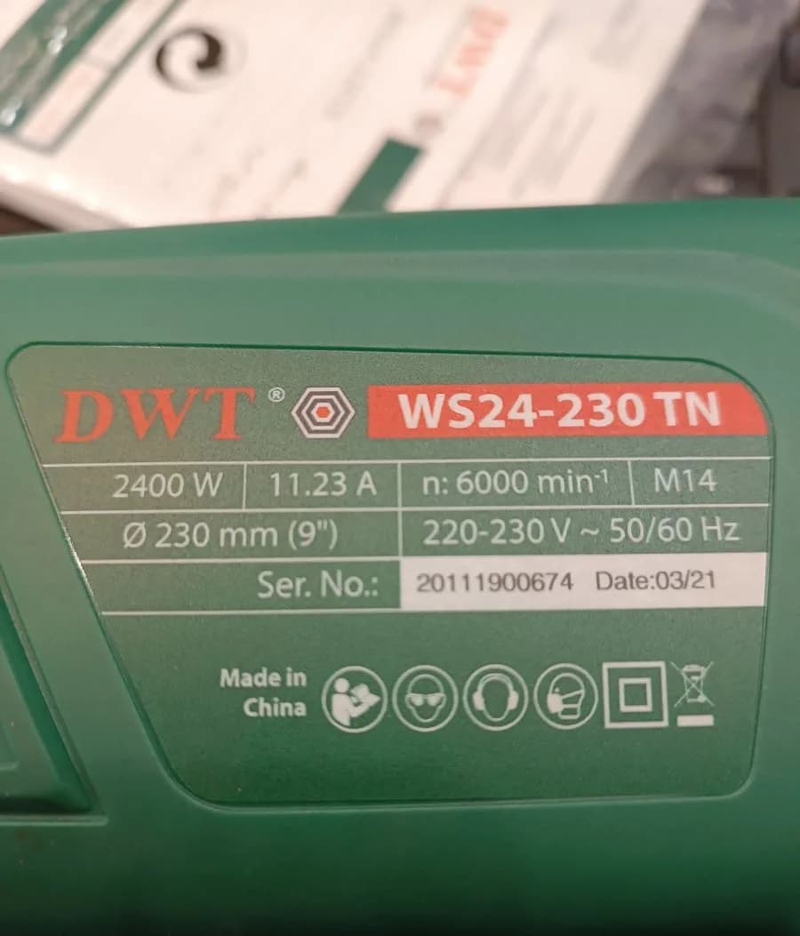 فرز سنگبری 2400 وات 6000 دور 230 میلی متری دی دبلیو تی مدل WS24-230TN — تصویر ۵