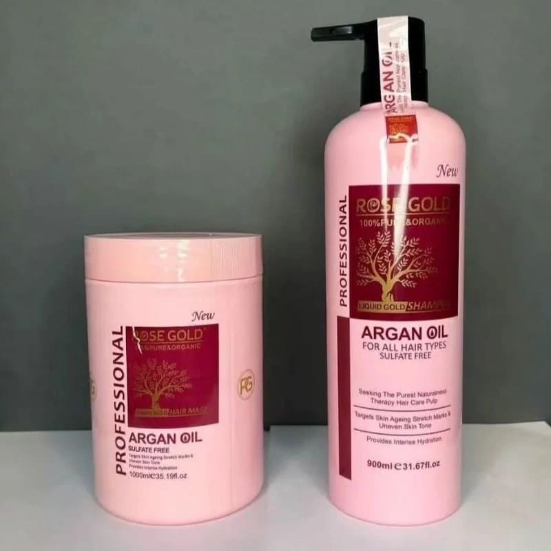 ست شامپو و ماسک مو آرگان رزگلد Rose Gold بدون سولفات