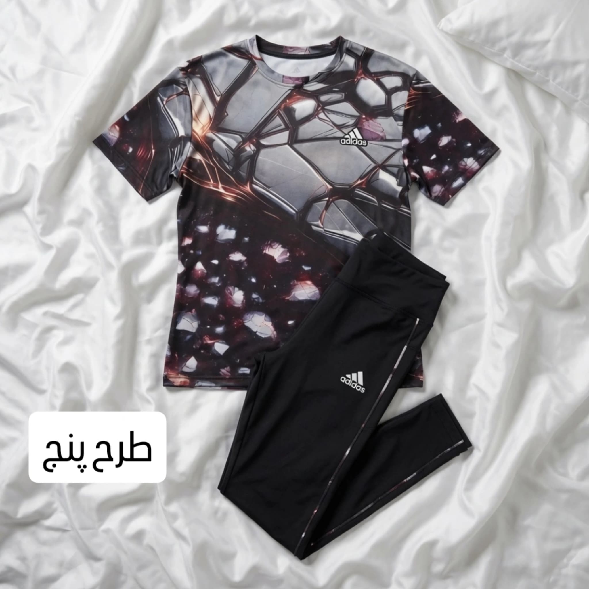 ست ورزشی زنانه سایز بزرگ تیشرت و لگ — تصویر ۶