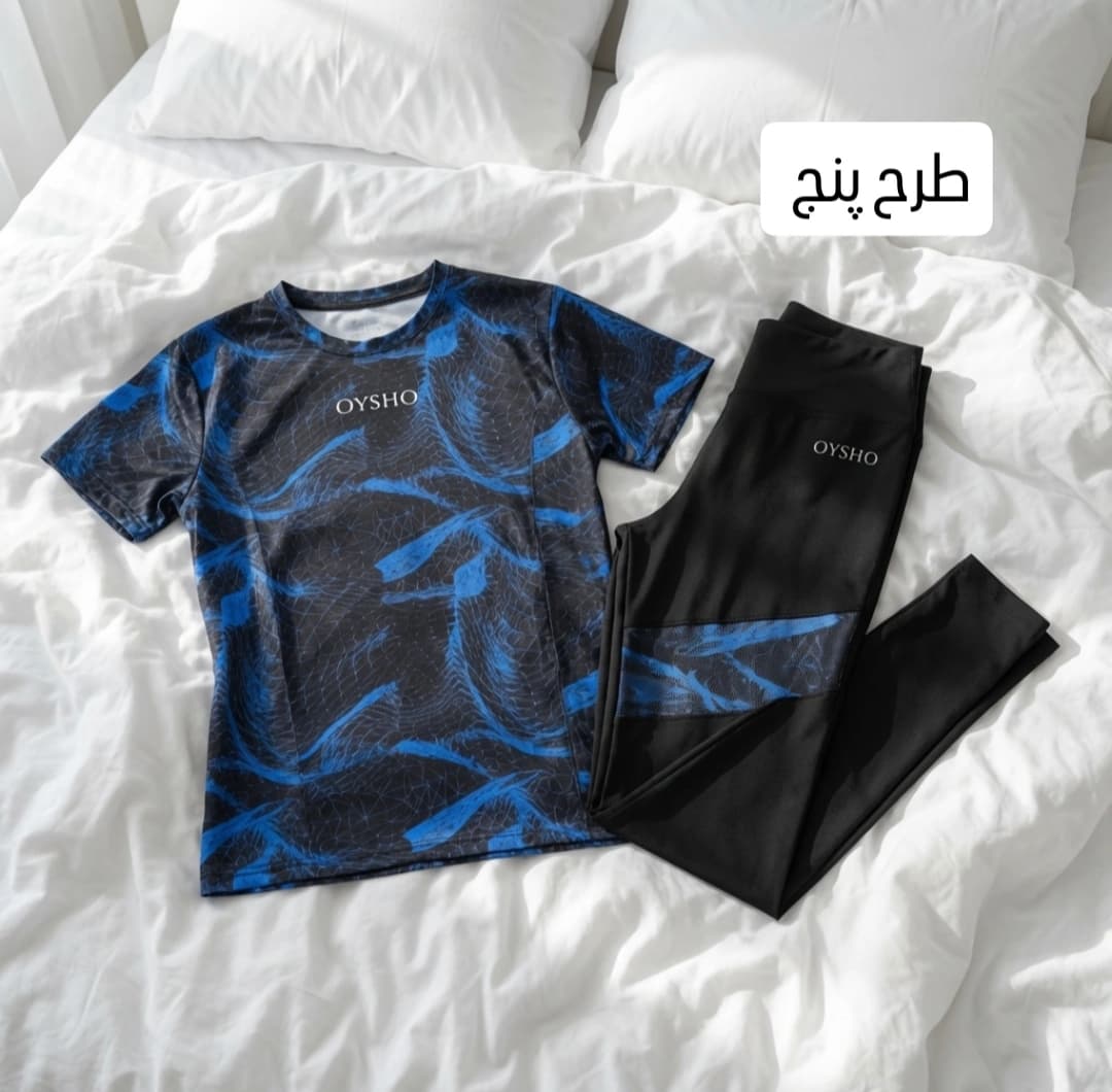 ست ورزشی زنانه سایز بزرگ تیشرت و لگ — تصویر ۳