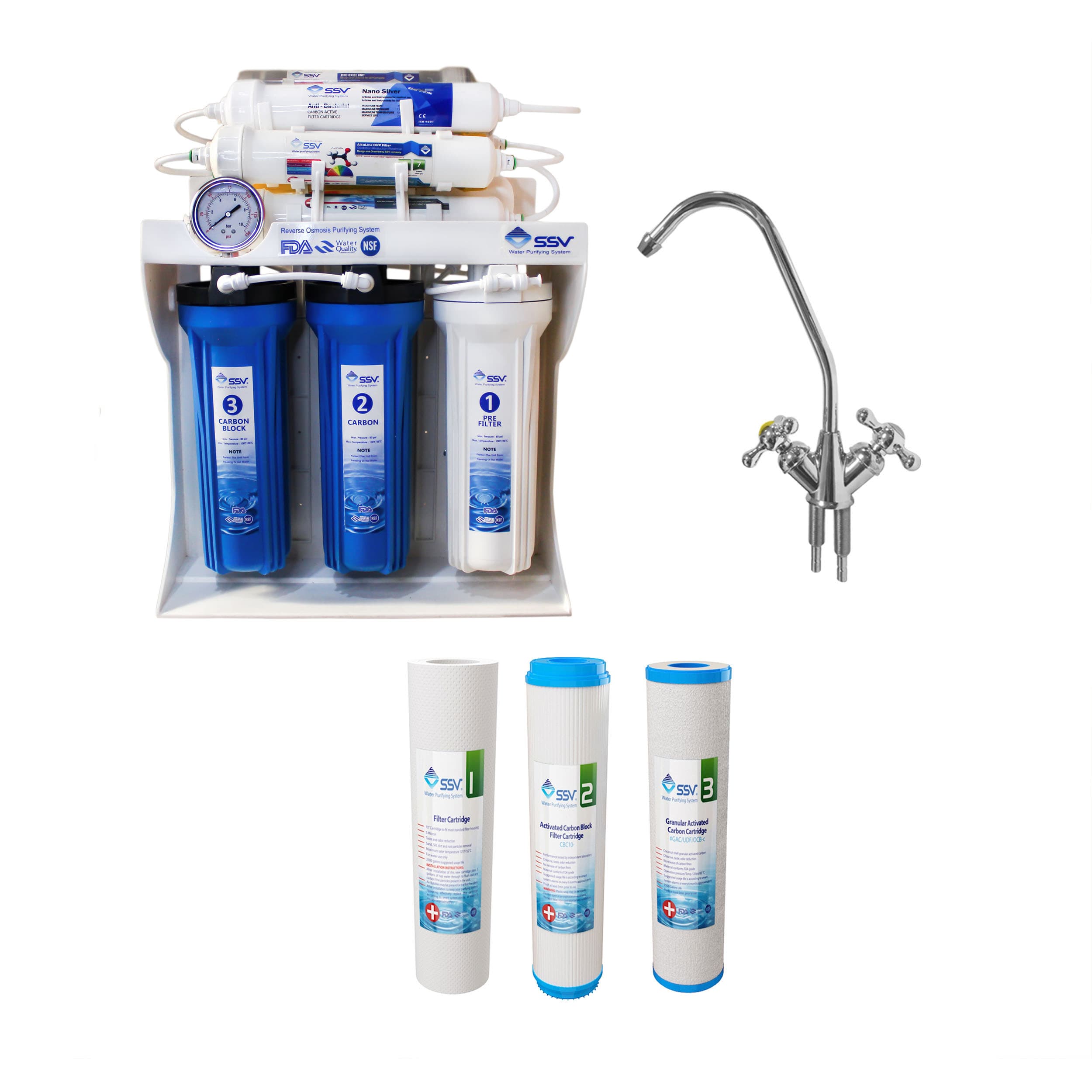 دستگاه تصفیه کننده آب اس اس وی مدل BlueStar 2W X1150 به همراه شیردوکاره و فیلتربسته 3 عددی