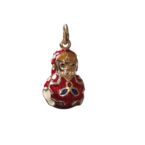 گردن آویز فابرژه طرح ماتروشکا قرمز