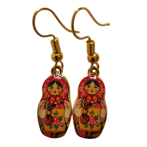 گوشواره فلزی رزینی طرح ماتروشکا