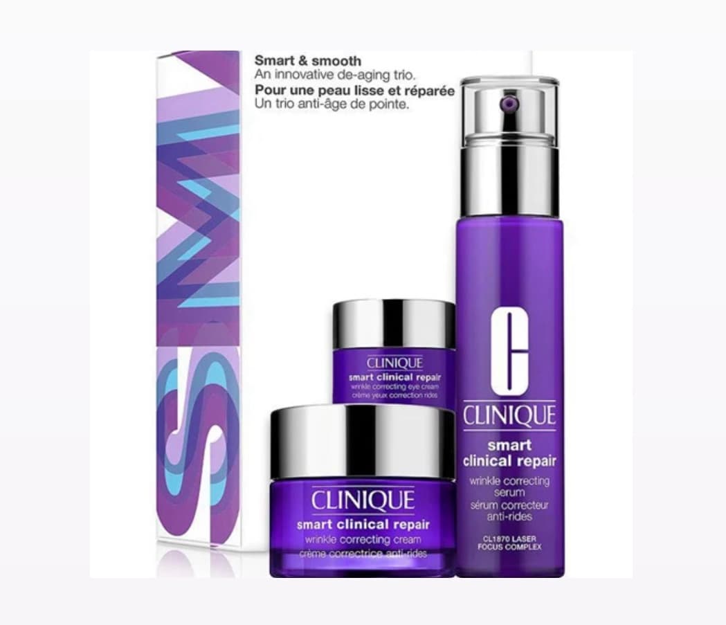 ست سه تیکه جوانساز و مرطوب کننده کلینیک اصل Clinique Smart & Smooth Skincare Set 3pcs — تصویر ۶
