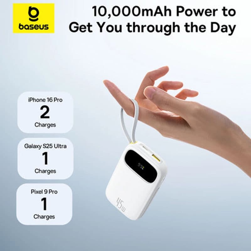 پاوربانک 45 وات بیسوس مدل EnerFill FC31 PPQD3‑1040 ظرفیت 10000 میلی‌آمپرساعت — تصویر ۲
