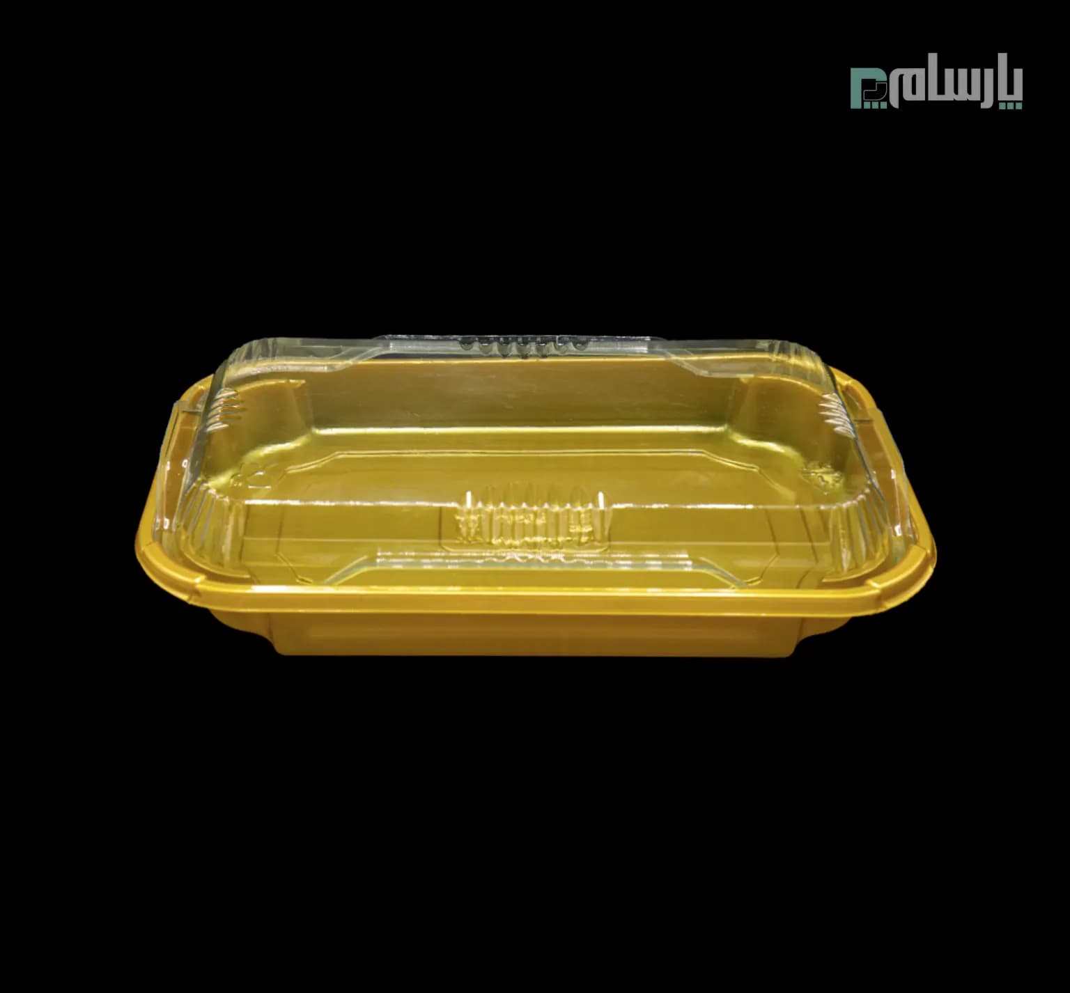 ظرف یکبار مصرف نفیس تک خانه مستطیل طلایی مات-پت