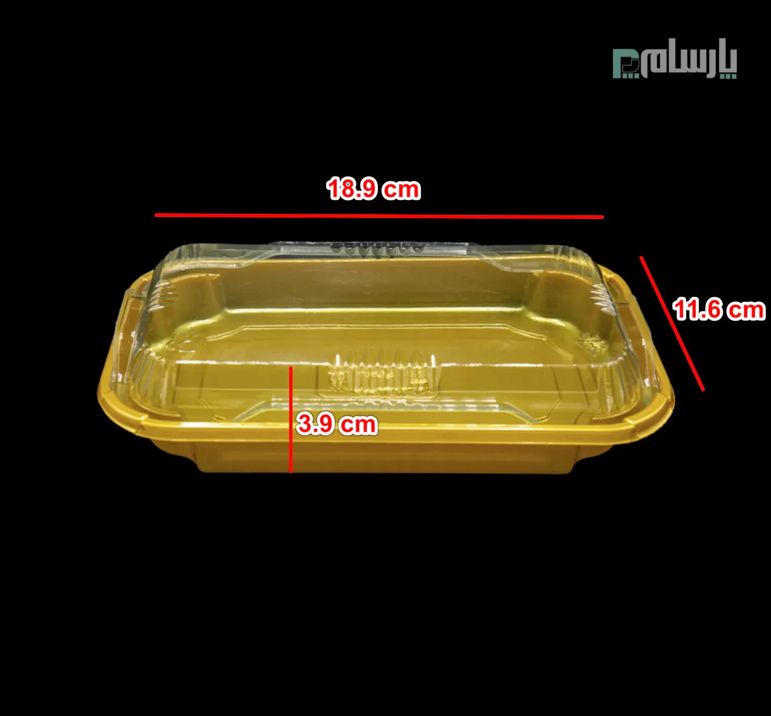 ظرف یکبار مصرف نفیس تک خانه مستطیل طلایی مات-پت — تصویر ۲