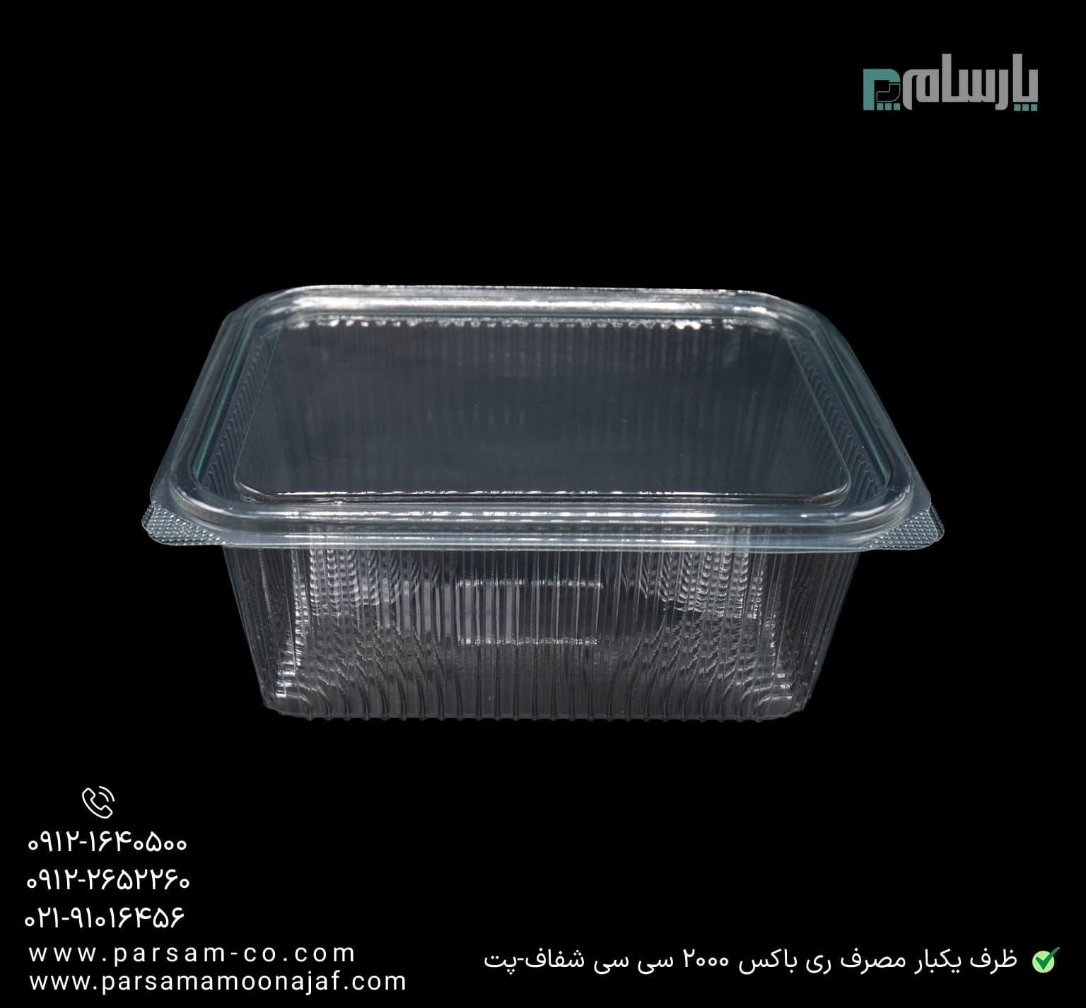 ظرف یکبار مصرف ری باکس 2000 سی سی مستطیل شفاف-پت — تصویر ۳