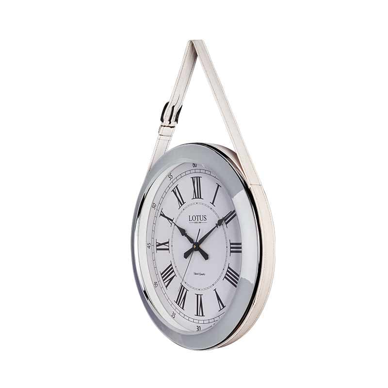 ساعت دیواری چرم و فلز لوتوس کد LMT-1216 رنگ SILVER