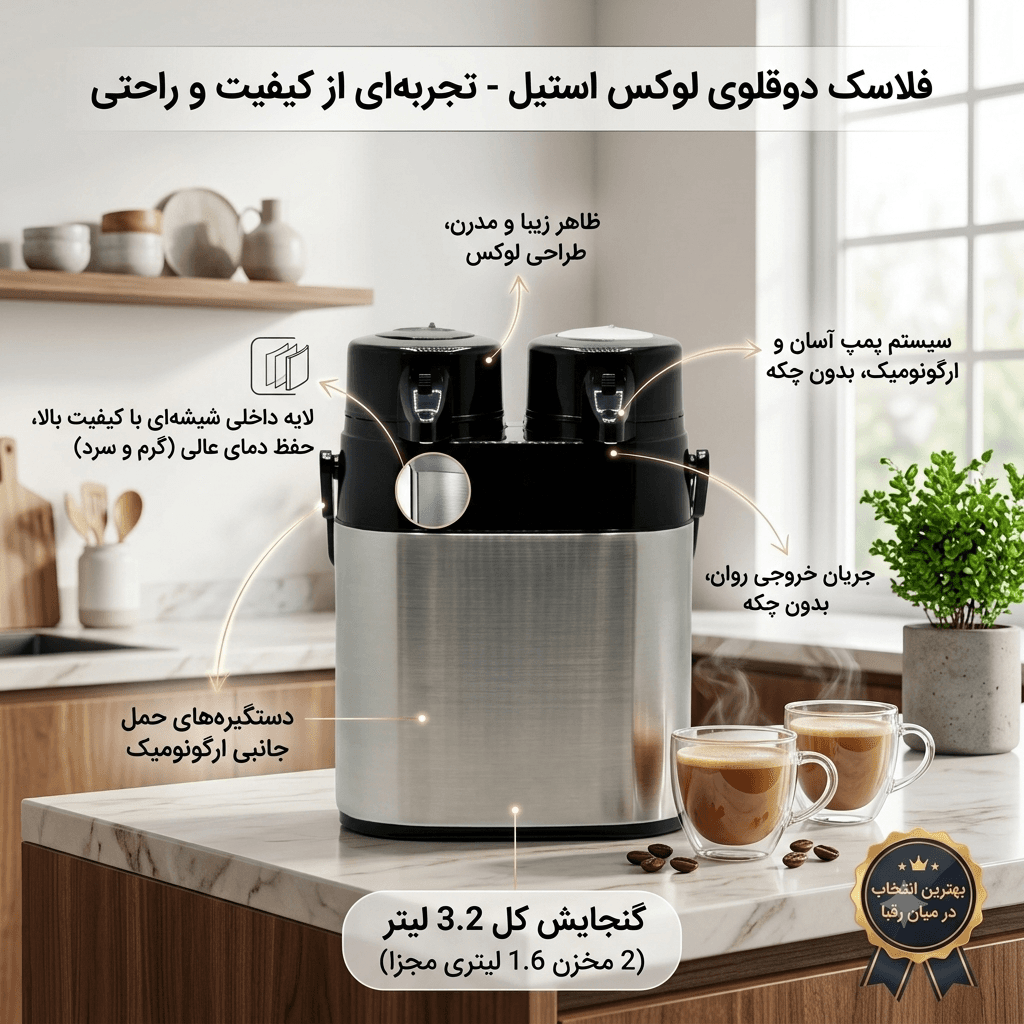 فلاسک 3.2 لیتری دوقلو یونیک مدل UN-9060 — تصویر ۳