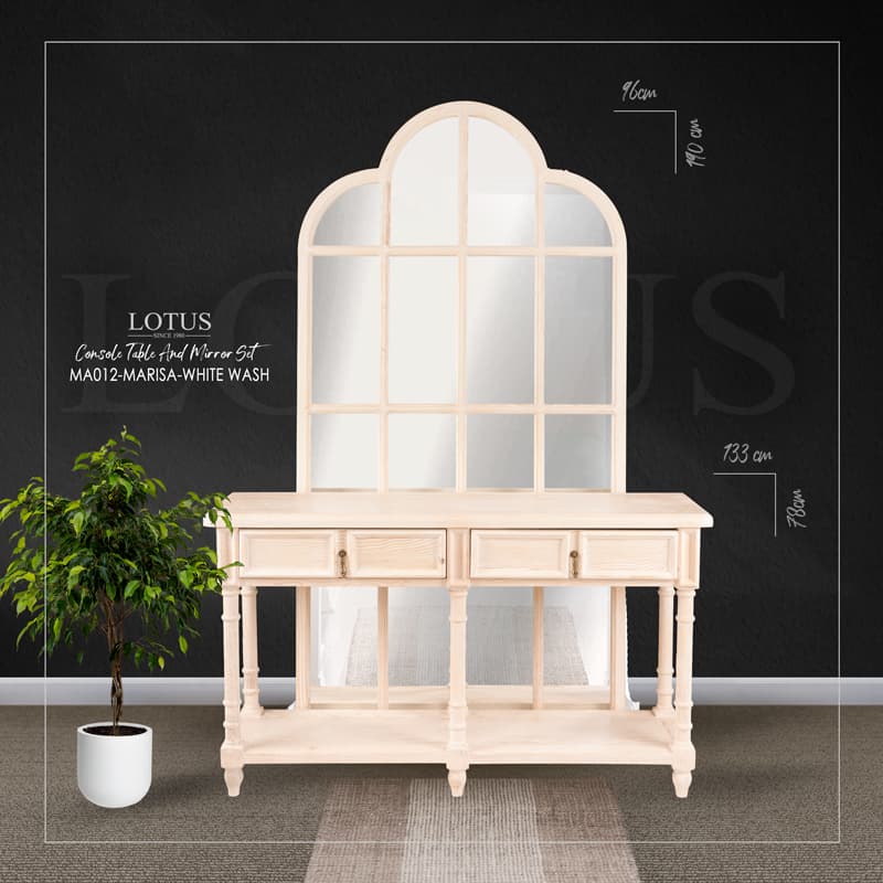 ست آینه و کنسول مدل MARISA کد MA-012 رنگ WHITE WASH — تصویر ۵