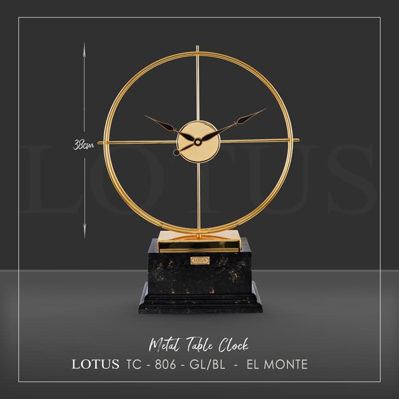 ساعت رومیزی فلزی مدل EL MONTE کد TC-806 رنگ GOLD/BLACK — تصویر ۶