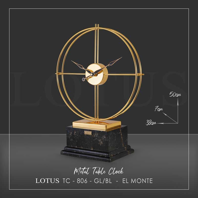 ساعت رومیزی فلزی مدل EL MONTE کد TC-806 رنگ GOLD/BLACK — تصویر ۸