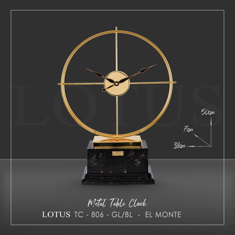 ساعت رومیزی فلزی مدل EL MONTE کد TC-806 رنگ GOLD/BLACK — تصویر ۵
