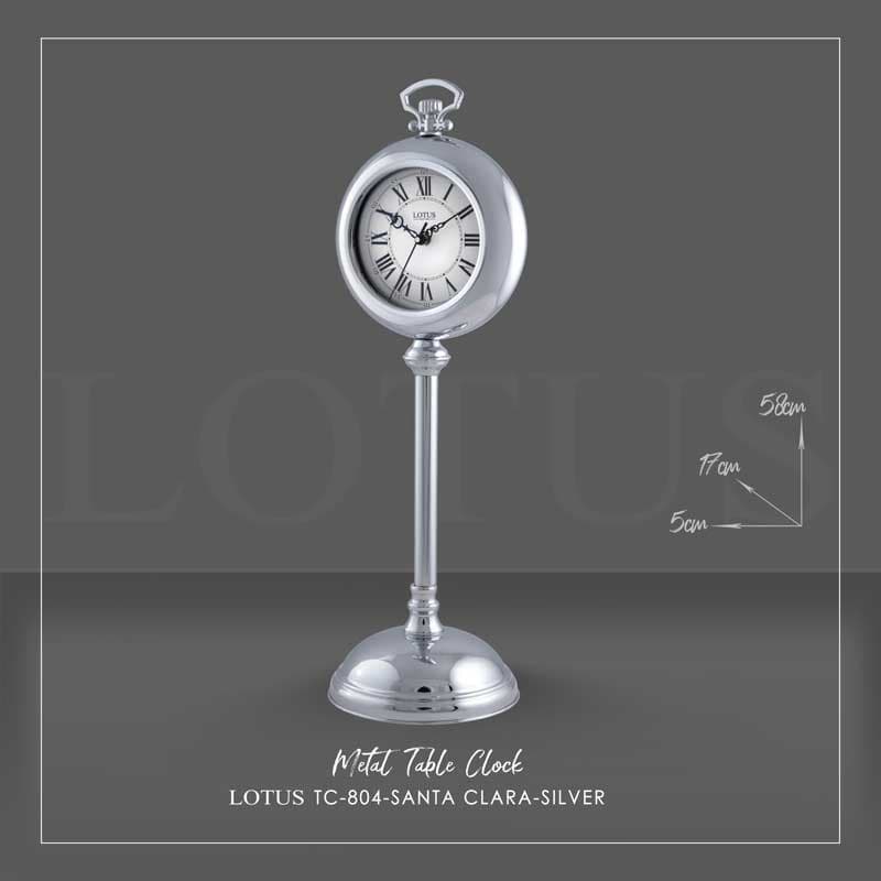 ساعت رومیزی فلزی SANTA CLARA کد TC-804 رنگ SILVER — تصویر ۴